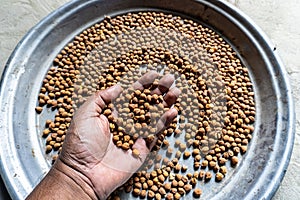The chickpea or chick pea (Cicer arietinum) is an annual legume of the family Fabacea.s