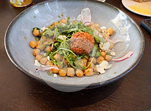 Chickpea salad served in gourmet restaurant