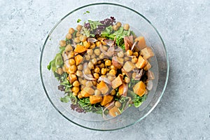 Chickpea Salad with Sweet Potatoes and Spicy Red Sauce