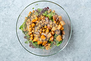 Chickpea Salad with Sweet Potatoes and Spicy Red Sauce