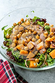 Chickpea Salad with Sweet Potatoes and Spicy Red Sauce