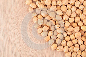 Chickpea on wooden background