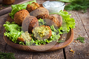 Chickpeas falafel with tzatziki sauce