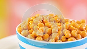 Chickpeas, garbanzo beans, in bowl with copy space. photo