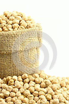 Chickpeas on gunny bag