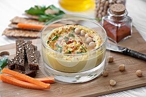 Chickpeas hummus with herbs and spices