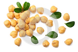 chickpeas isolated on white background. top view photo