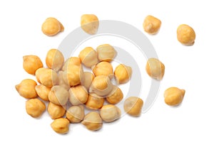 chickpeas isolated on white background. top view photo