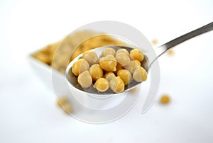 Chickpeas in small white dish
