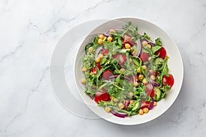 Chickpeas, tomato, cucumber salad