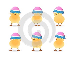 Chicks in broken rainbow easter eggs top set