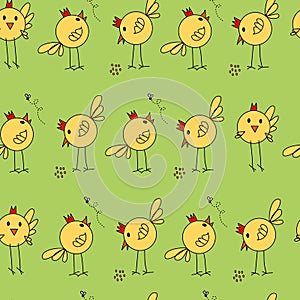 Hand drawn vector seamless repeat pattern.