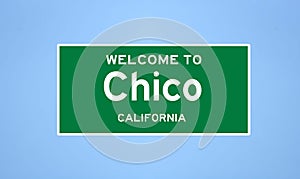 Chico, California city limit sign. Town sign from the USA.