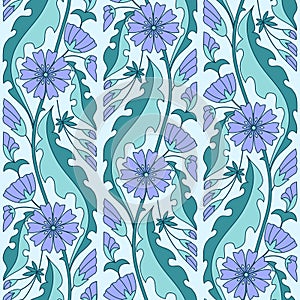 Chicory flowers floral pattern