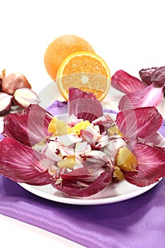 Chicory salad with orange slices