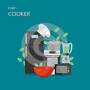 Chief-cooker concept vector flat style design illustration