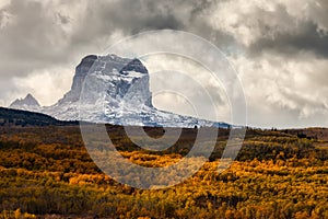 Chief Mountain in Autumn in Glacier National Park, Montana, USA