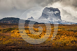 Chief Mountain in Autumn in Glacier National Park, Montana, USA