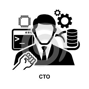 Chief technology officer  icon, CTO icon. Business concept background