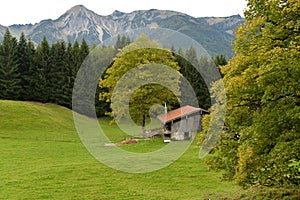 Chiemgau, Bavaria, Germany. German Alpine countryside landscape.