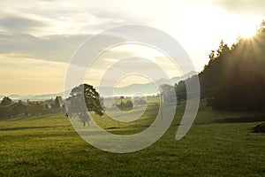 Chiemgau, Bavaria, Germany. German countryside landscape.