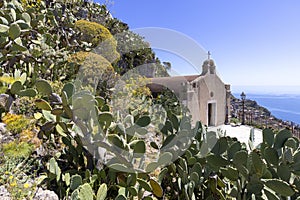 Chiesa di San Biagio, historic 1st century church on the path of Saracens, Castelmola Taormina Sicily Italy