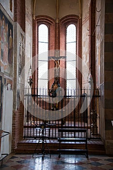 Chiesa di Sant`Anastasia the interior and Christ on a cross