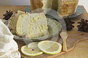 Chiffon cake with lemons for breakfast