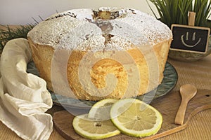 Chiffon cake with lemons for breakfast