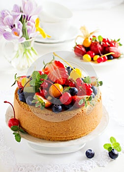 Chiffon cake with summer berries