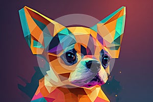 chihua dog flat design art in polygonal style. ai generative