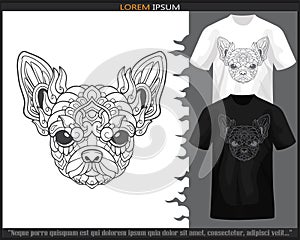 chihuahua dog head mandala arts isolated on black and white t shirt