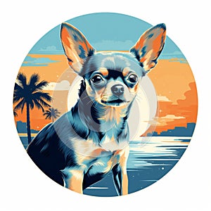 Chihuahua In Palm Prints: Tranquil Landscapes And Pop Art Illustrations