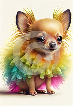 Chihuahua in Rainbow Tutu