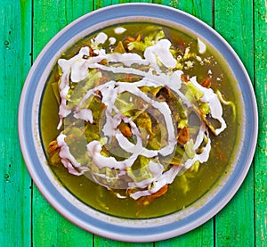 Chilaquiles verdes green Mexico recipe photo
