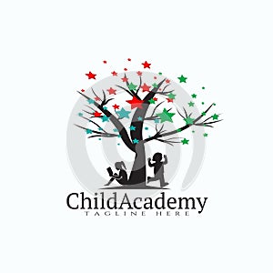 Child Academy logo design, kid Education icon, illustration element -vector