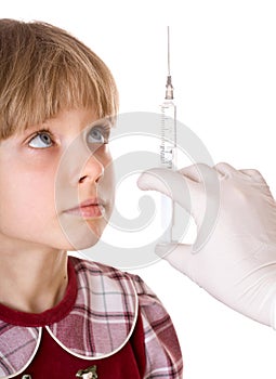 Child afraid to do inoculation. photo