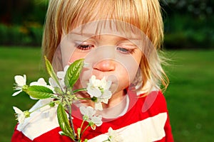 Child with apple blossom