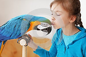 Child with ara parrot photo