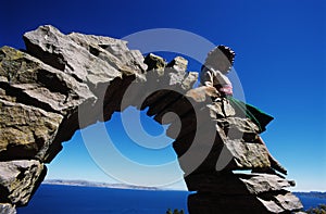 Child on arch photo