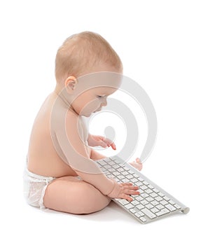 Child baby boy toddler computer keyboard