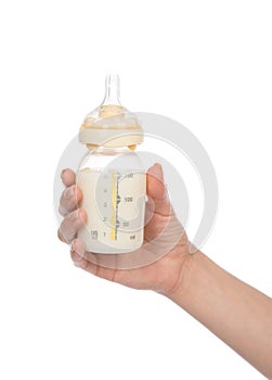 Child baby feeding bottle with newborn flow nipple i photo