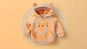 child baby orange hoodie mockup on yellow background