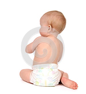 Child baby toddler sitting facing backwards from the back rear v