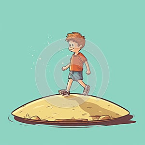 Child Ballplaying In The Sand Illustration
