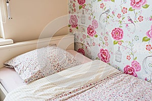 Child bed girls room pink colors