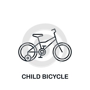 Child Bicycle icon. Monochrome simple Baby icon for templates, web design and infographics