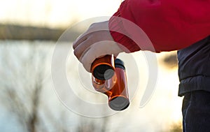 Child with binoculars