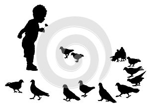 Child and birds