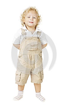 Child Boy Isolated Over White Background, Smiling Kid